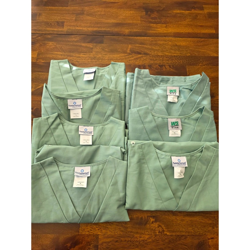 lot of 7 Fundamentals by White Swan Unisex Scrubs Set Seaspray 082